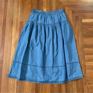 Lands' End Blue A-Line Denim Skirt